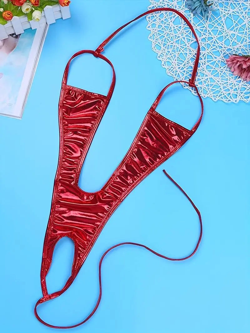 Ultra Sexy Hollow Out Halter Teddy Red