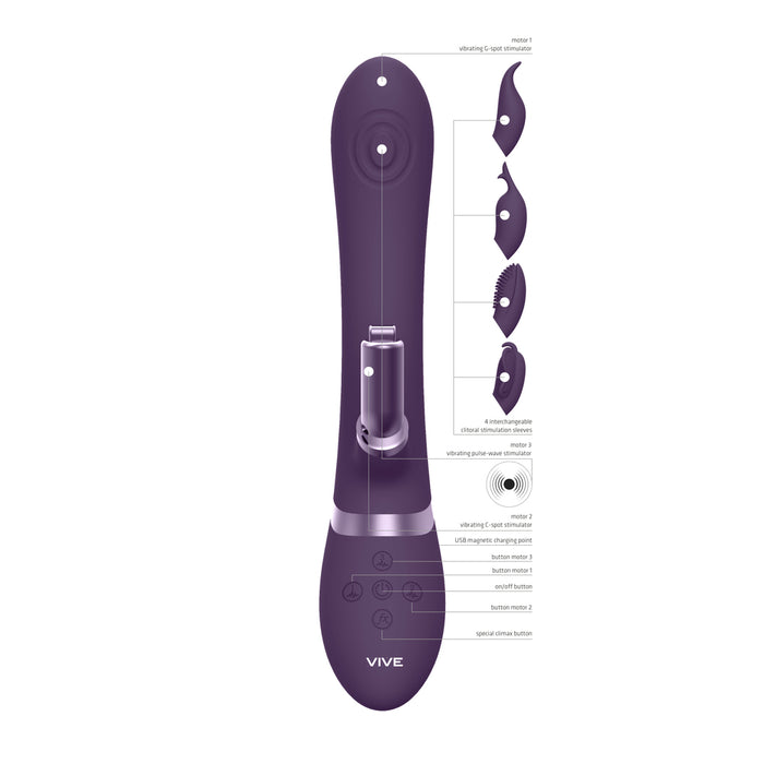 Vive Etsu Interchangeable Rabbit Vibrator Purple-1