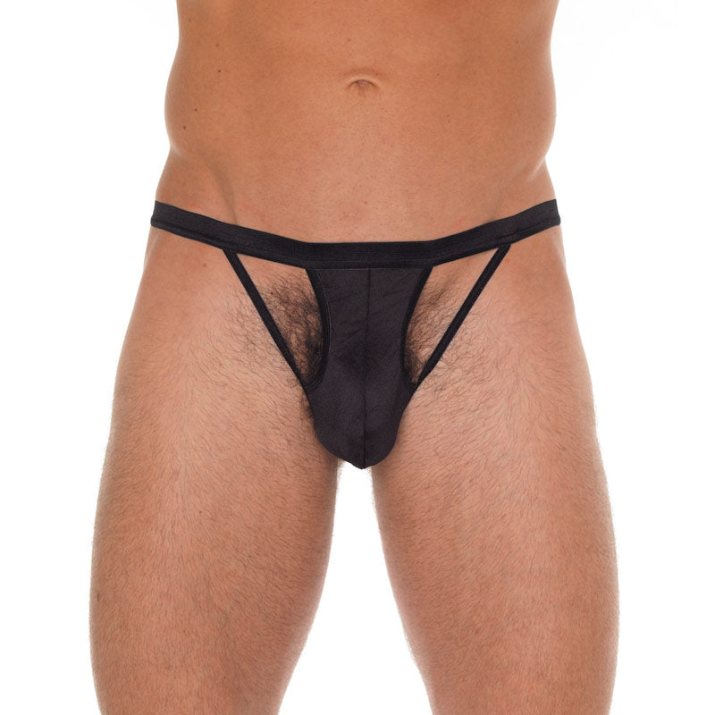 Mens Cut Out GString Black-0