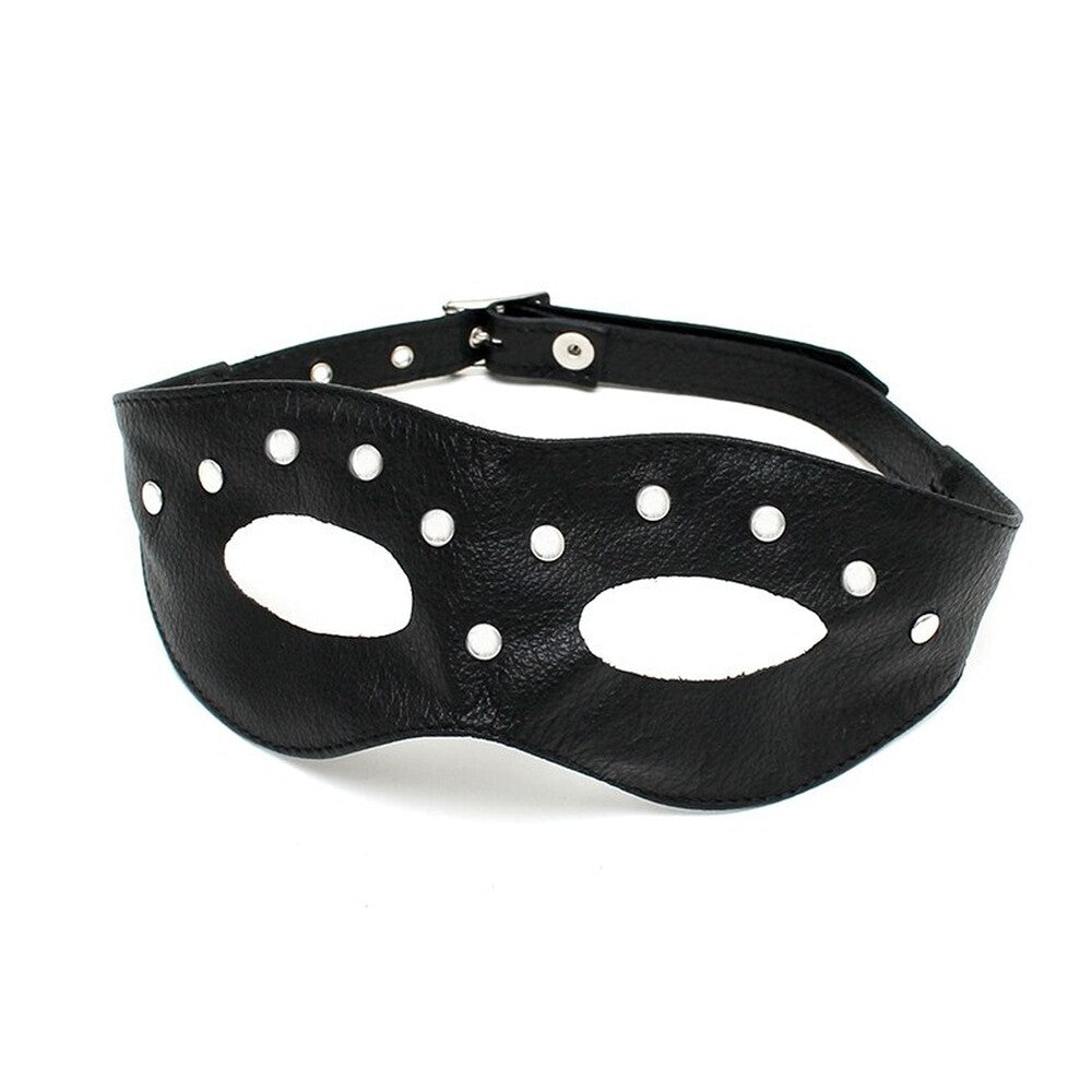 Leather Open Eye Mask With Rivets-0