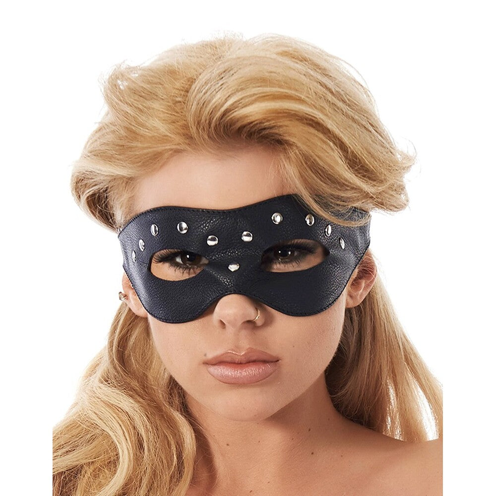 Leather Open Eye Mask With Rivets-2